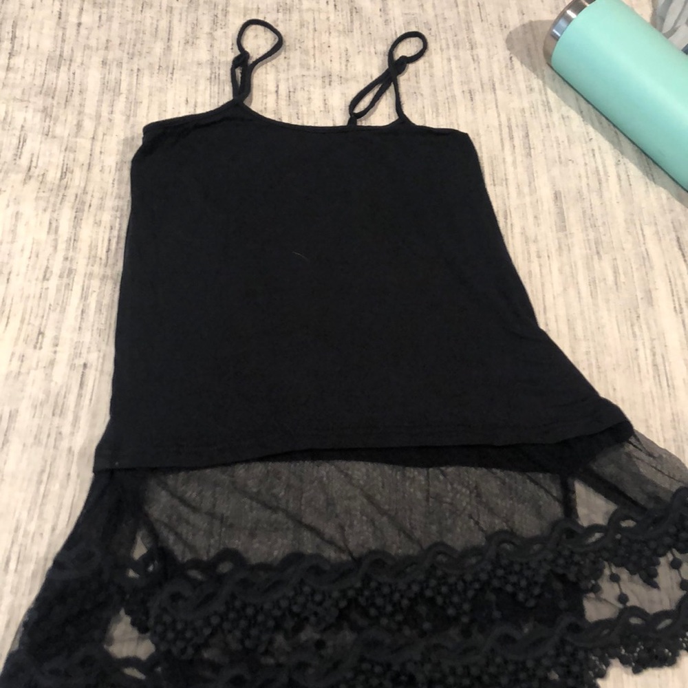 Black long, flowy, lacey tank top